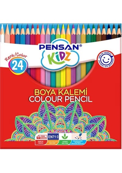 Pensan Kidz Kuru Boya Kalemi 24 Renk Tam Boy Çok Renkli
