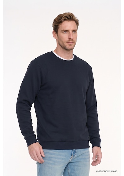 Ac&Co / Altınyıldız Classics  Erkek Lacı 2 İplik Sıcak Tutan Standart Fit Normal Kesim Bisiklet Yaka Sweatshirt Lacı Lacivert