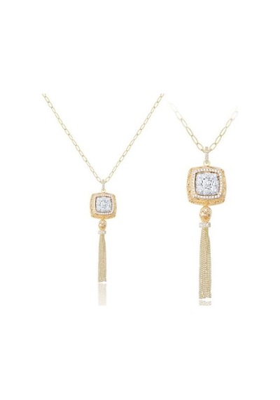 Diamond Line-Gülaylar - Sarı Beyaz Altın 14 Ayar Trend Kolye N11.25436