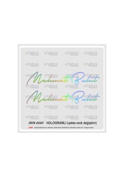 Size Özel Isim Imzası Hologram 2 Adet Ad Soyad Imza Etiket-20x4 Cm Siyah - Mesaj Atıınız-