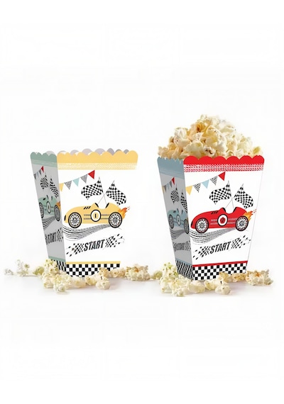 Yarış Arabaları Temalı Mini Doğum Günü Seti 8 Kişilik Parti Seti Banner Balon Tabak Bardak Popcorn 6
