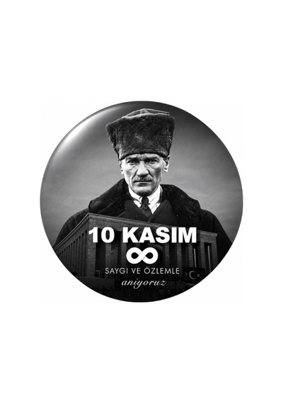 Punky Design 10 Kasım Atatürk Anma Rozeti Yaka İğnesi 25 Adet 44 Mm Saygı Ve Özlemle-1 Çok Renkli