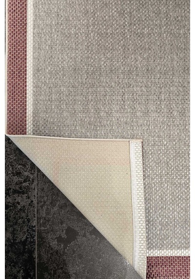Natura Sisal Hasır Görünümlü Çift Bordürlü Oval Halı Ntr34 Mürdüm