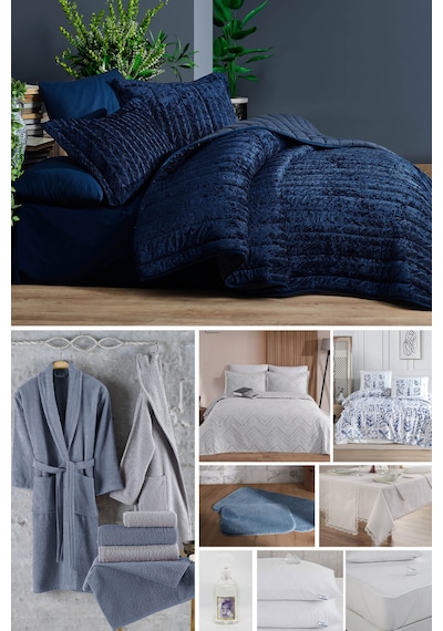Elart Çeyiz Paketi 48 Parça  Kadife Comfort Royal Lacivert