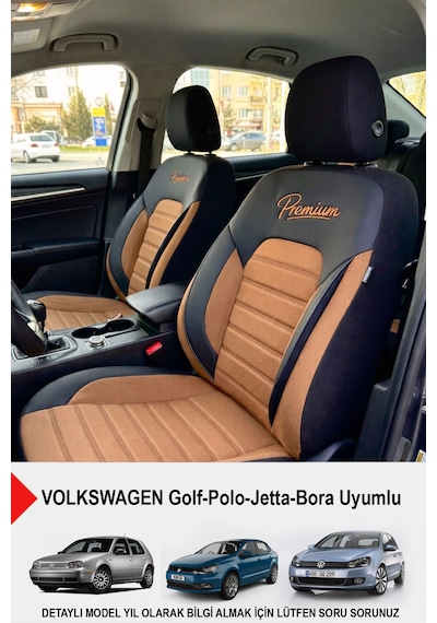 Premium Serisi Lüks Keten Oto Koltuk Kılıfı Volkswagen Bora-golf-jetta-polo Uyumlu Taba