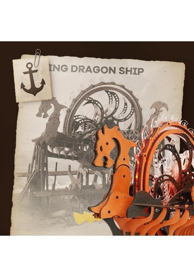 Rokr Lk802 Viking Gemisi Viking Dragon Ship Dıy Minyatür Maket Model Seti Ahşap 3d Wooden Puzzle 3d Model Kit Detaylı Dekoratif Hobi Seti Ahşap Maket