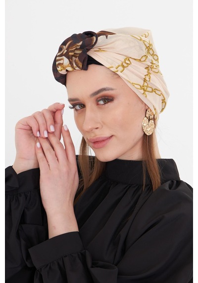 Hürrem Bone Bej Pratik Hazır Geçmeli Tesettür Bone Kesik Elyaf Retro Desenli 2409 12 Bej Hürrem Bone Bej Pratik Hazır Geçmeli Tesettür Bone Kesik Elyaf Retro Desenli 2409 12 Bej