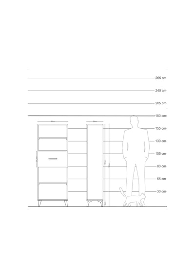 Arges Dolap 3 Raflı Tek Çekmeceli 60x30x163 Çam-antrasit Atlas Çam