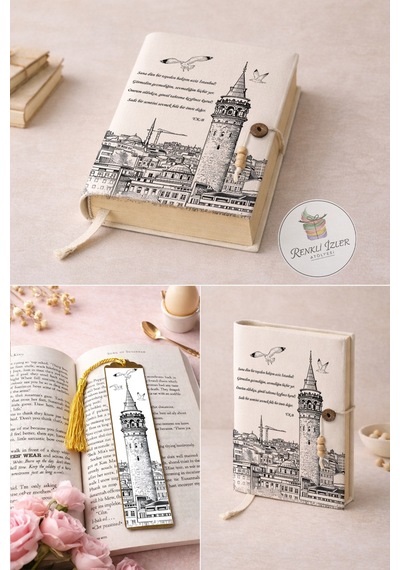 Kitap Kılıfı Ve Metal Kitap Ayracı Seti Sana Dün Bir Tepeden Baktım Aziz İstanbul