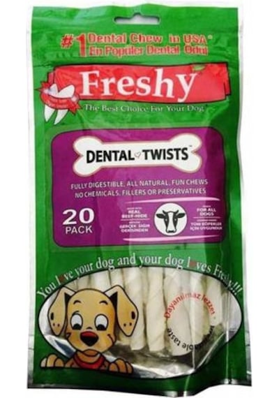 Freshy Dental Twists Sütlü Burgu Köpek Çiğneme Kemiği 20'li 120 G