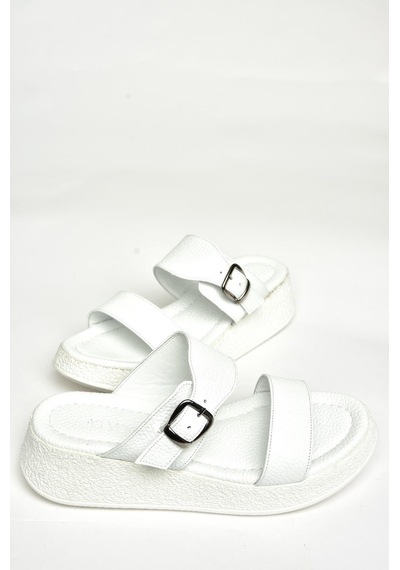Fox Shoes U555050403 Beyaz Hakiki Deri Kadın Terlik Beyaz-hakiki Deri Beyaz