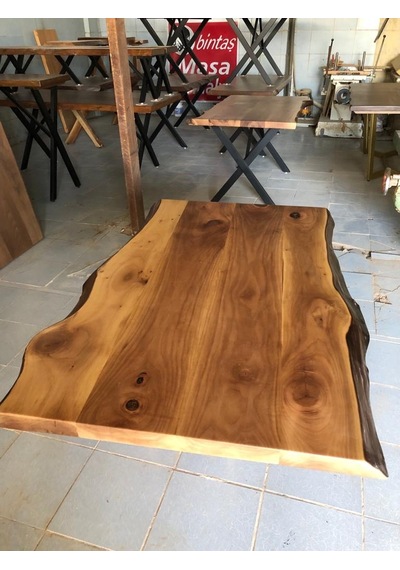 Bintaşmobilya Doğal Ceviz Ağacı Kütük Masa Üstü Tablası 130X85.Cm