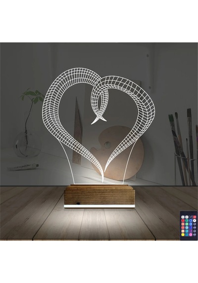 Luvivia Kalp Sevgiliye Hediye 3d Lamba - Masa Gece Lambası V2 Şeffaf