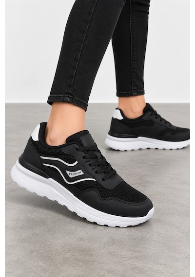 Ht Hotin Glyph Kadın Günlük Sneaker Spor Ayakkabı Siyah-beyaz