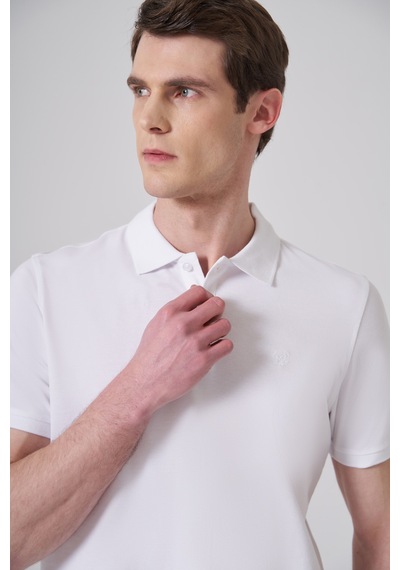 Morven Erkek Beyaz Basic Polo Yaka Dynamic Fit T-shirt 26yc018007600 Beyaz