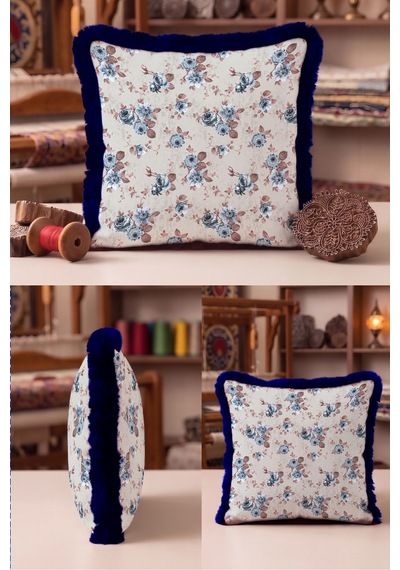 Vintage Çiçek Saçaklı Yastık Kılıfı - Nostaljik Floral Krem Mavi Lacivert Püsküllü Kırlent Kılıfı Puslu Vadi Mira Vintage Çiçek Saçaklı Yastık Kılıfı - Nostaljik Floral Krem Mavi Lacivert Püsküllü Kırlent Kılıfı Puslu Vadi Mira