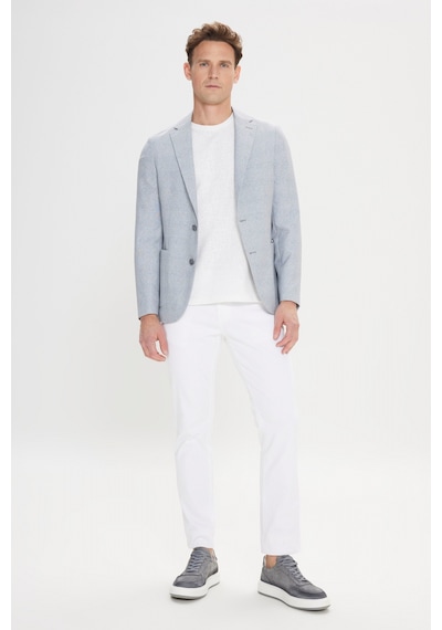 Ac&Co / Altınyıldız Classics Erkek Grı Mavı 360 Her Yöne Esneyen Slim Fit Dar Kesim Mono Yaka Desenli Blazer Ceket Grı Mavı Gri - Mavi
