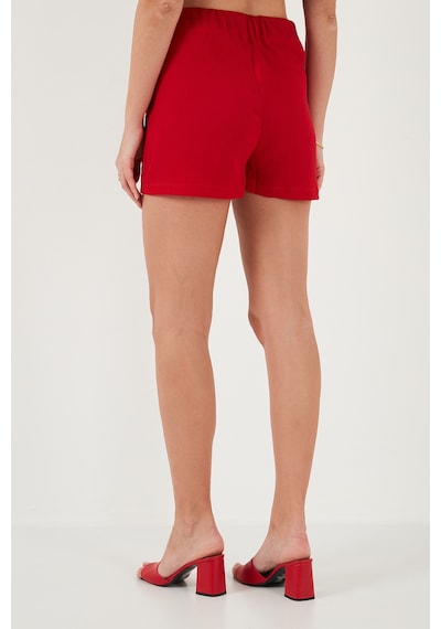 Lela Streç Bağlamalı Slim Fit Yüksek Bel Mini Bayan Şort Etek 5865745 Kırmızı Lela Streç Bağlamalı Slim Fit Yüksek Bel Mini Bayan Şort Etek 5865745 Kırmızı