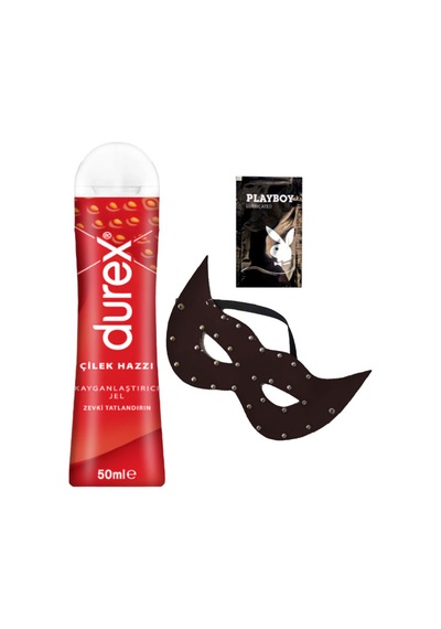 Durex Çilek Hazzı 50 Ml Jel + Siyah Deri Göz Maskesi + Hediye