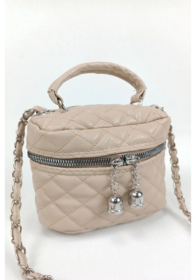 Glemix Leslie Vizon Kapitone Desen Kadın Kutu Crossbody Bag Vizon