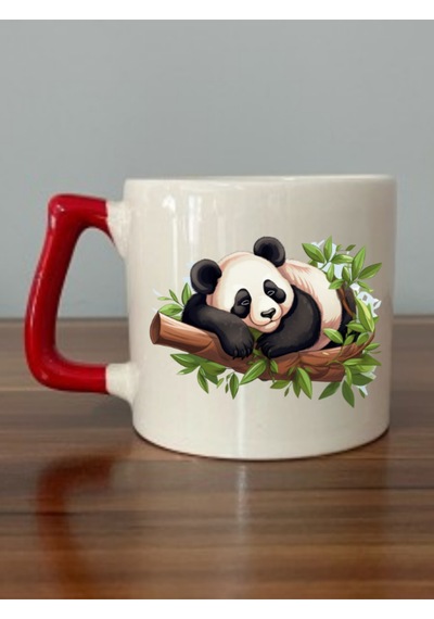 Panda Baskılı 5'li Kupa Bardak - Hediyelik Eşya Ürün Seramik Kupa Bardak Hediye Beyaz