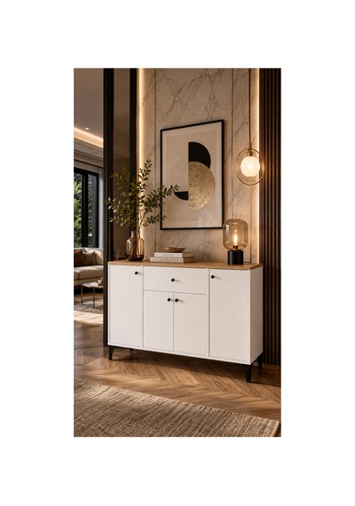 Luna Konsol Çok Amaçlı Dolap Beyaz & Atlantik Çam Beyaz-atlantik Çam - 903743956 Beyaz-atlantik Çam