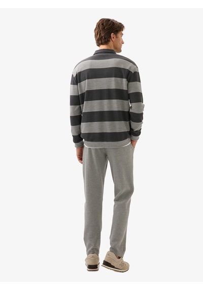 Erkek Polo Yaka Sweatshirt 40834 - Gri Gri