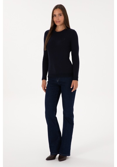 U.S. Polo Assn. Kadın Lacivert Bisiklet Yaka Basic Kazak 50307763-VR033
