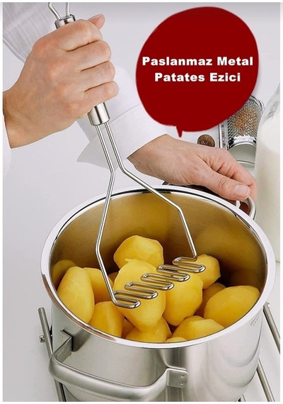 Metal Saplı Patates Ezici, Kolay Ve Hızlı Patates Ezme Aracı Çelik