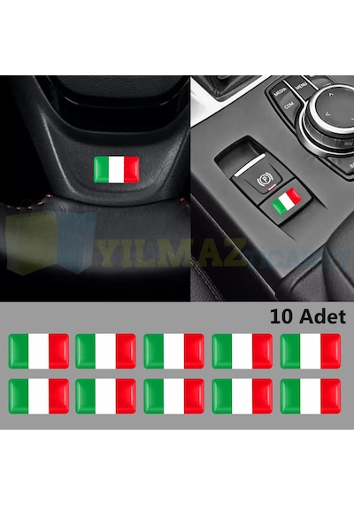 Alfa Romeo Fiat Italya Bayrağı Direksiyon Jant Vites Torpido Damla Etiket Silikon Oto Sticker