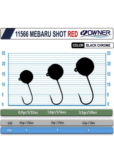 Owner Cultiva 11566 Mebaru Shot Red Lrf Jighead 0.9gr