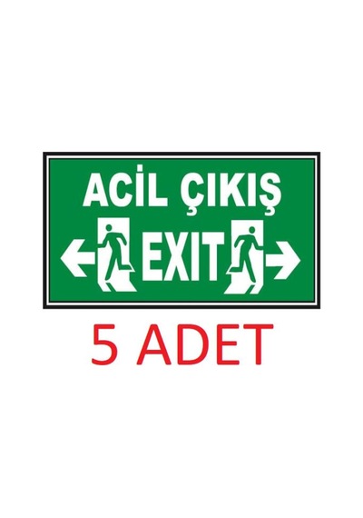 5 Adet Fosforlu Acil Çıkış - Exit Levhası - Fotolümenli