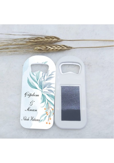 Uzun Açacak Magnet  Nikah Hediyeliği 4,5x10,5 Cm Uv Nika(30 Adet)