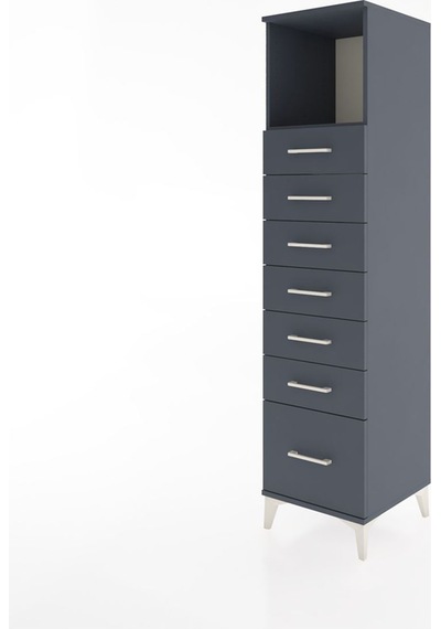 Hyperion Dolap Tek Raflı 7 Çekmeceli 44x44x182 Antrasit-antrasit Antrasit