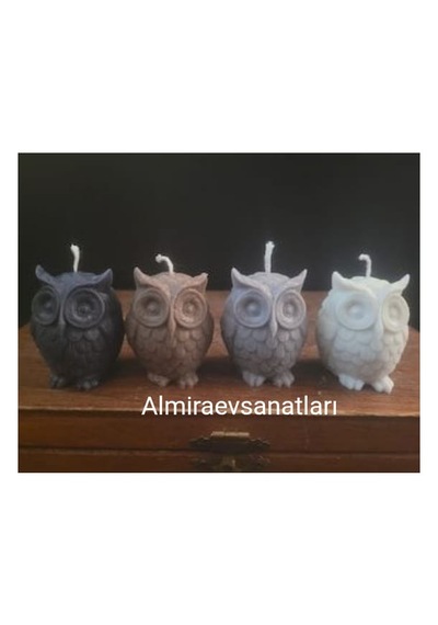 Baykuş Mum 4 Farklı Renkli Mum Çok Renkli