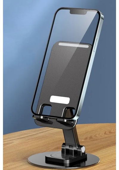 Thentech Kaydırmaz Katlanabilir Kolay Taşınır 360 Derece Dönebilen Telefon Tablet Tutucu Stand Siyah