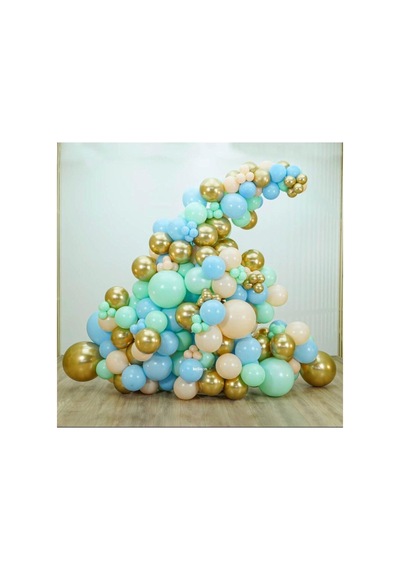 Krom Gold Makaron Mavi Mint Ve Somon Balon Zinciri 100 Adet A