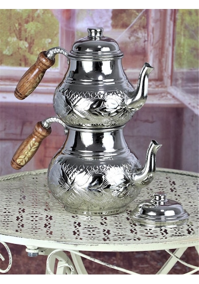 Middle Nikel Kaplama Işleme Bakır Çaydanlık