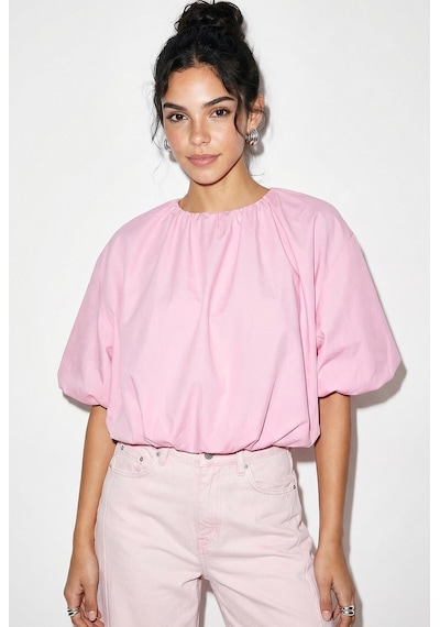 Shade Kadın Bisiklet Yaka Poplin Balon Bluz Db261004 60286231 - Pembe