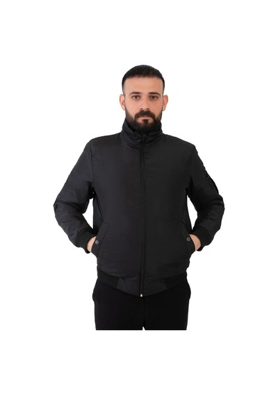 Spor Erkekastarlı Dik Yaka Mevsimlik Su Ve Rüzgar Geçirmez Mont-111 Siyah