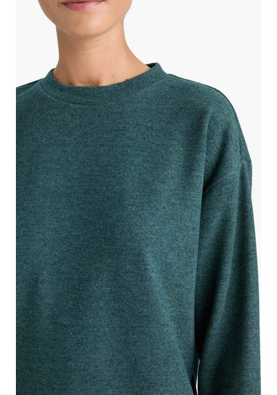Defacto Relax Fit Bisiklet Yaka Sweatshirt F1013ax25augn650 Yeşil