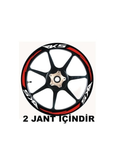 12 Parça Rks Jant Şeridi Seti Mdl -1 Beyaz Kırmızı