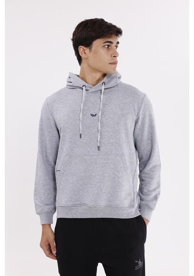 Rowinger Kanguru Cepli Ayarlanabilir Kapüşonlu Sweatshirt Grey