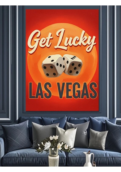 Las Vegas Zar Afişi " İyi Şanslar" Sloganlı Dekoratif Kanvas - Mdf Ahşap Tablo