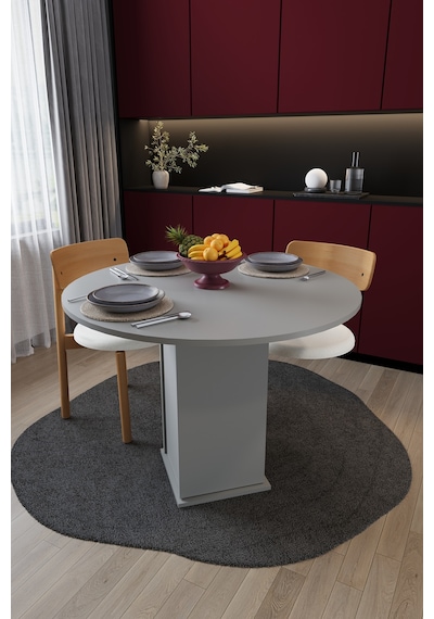 Modern Dolaplı 4 Kişilik Mutfak Yemek Masası %100 Mdf Mutfak Yemek Odası Masası Ym04 Kül Gri