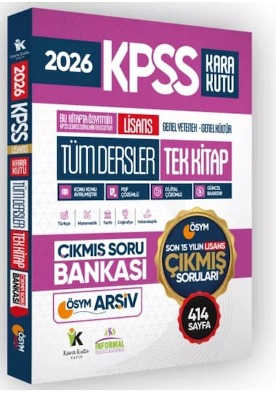2026 Full Lisans Kpss ÖSYM Tüm Dersler Tek Kitap Soru Bankası Son 15 Yıl Çözümlü (Sadece Lisans)