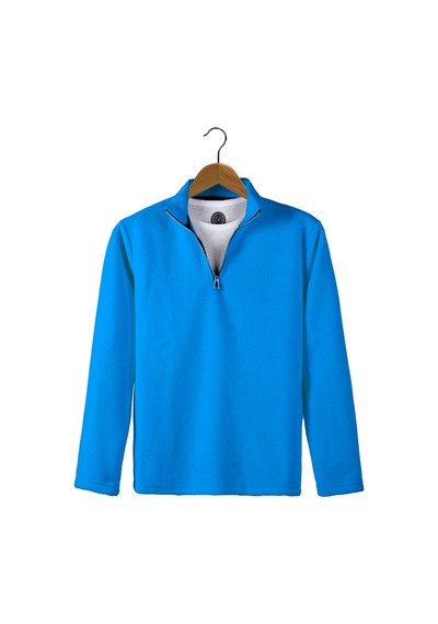 Terapi Men Mavi Yarım Fermuarlı Regular Kalıp Dik Yaka Polar Sweatshirt Mavi
