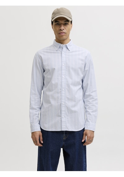 Jack & Jones Erkek Çizgili Oxford Kumas Pamuk Gömlek - Harvey - 12293325 Ashley Blue
