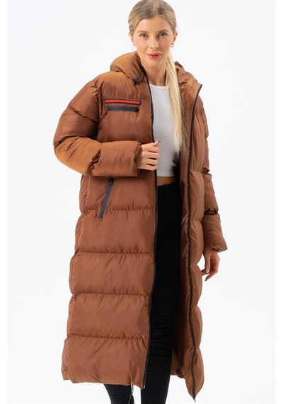 Z6756 Dewberry Bayan Şişme Kaban-camel-camel Camel