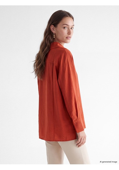 Lcw Modest Turuncu Modal Karışımlı Kadın Gömlek Tunik Xl-2xl
